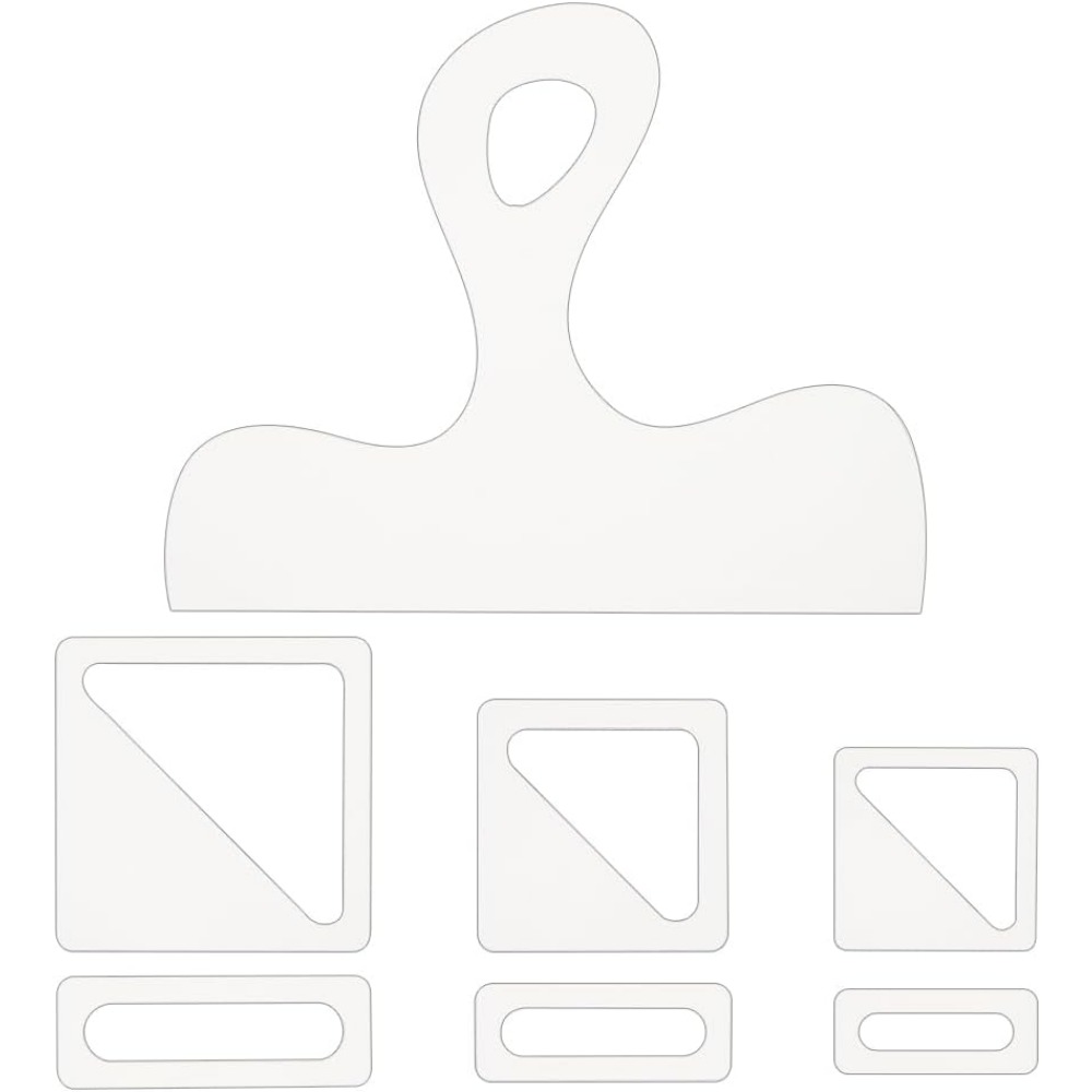 Woodworking Groove - 7Pcs Template Charcuterie dengan Pegangan Akrilik,