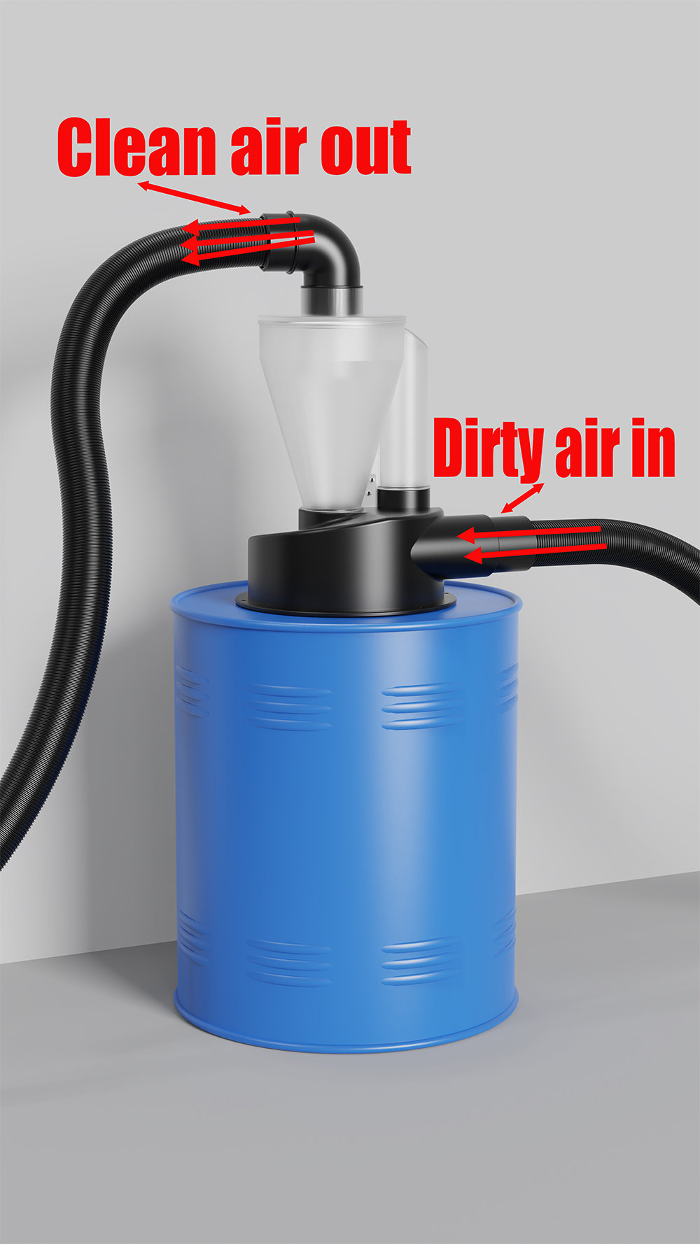 Vacuum Cleaner Woodworking - 2.5 ''PEMEDOR Pengumpul Debu Siklon Filtrasi