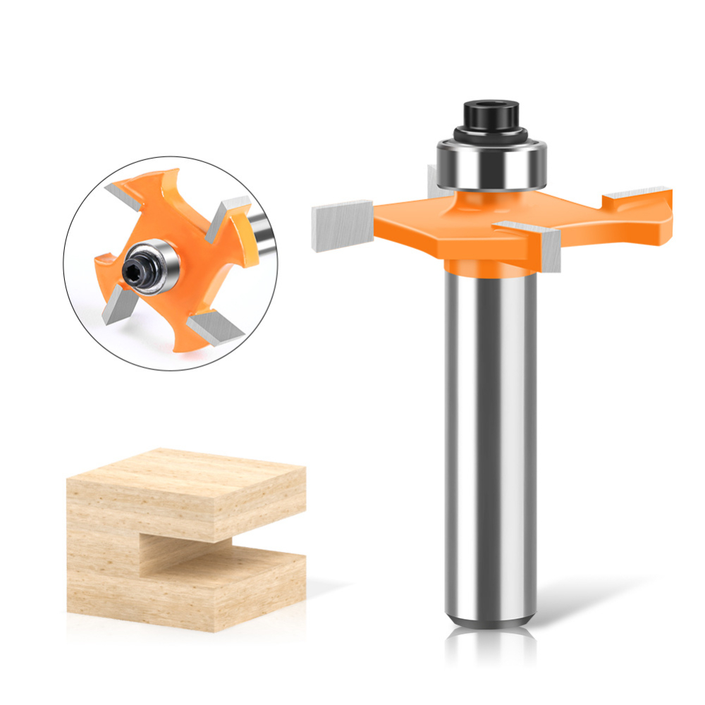 Woodworking Groove - Mata Router T-Slot 4 Sayap, Shank