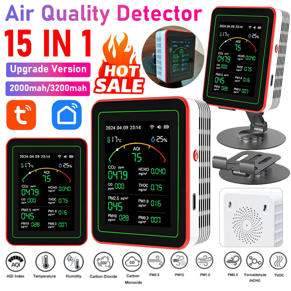 Woodworking App - Tuya WiFi 15-in-1 Monitor Kualitas Udara