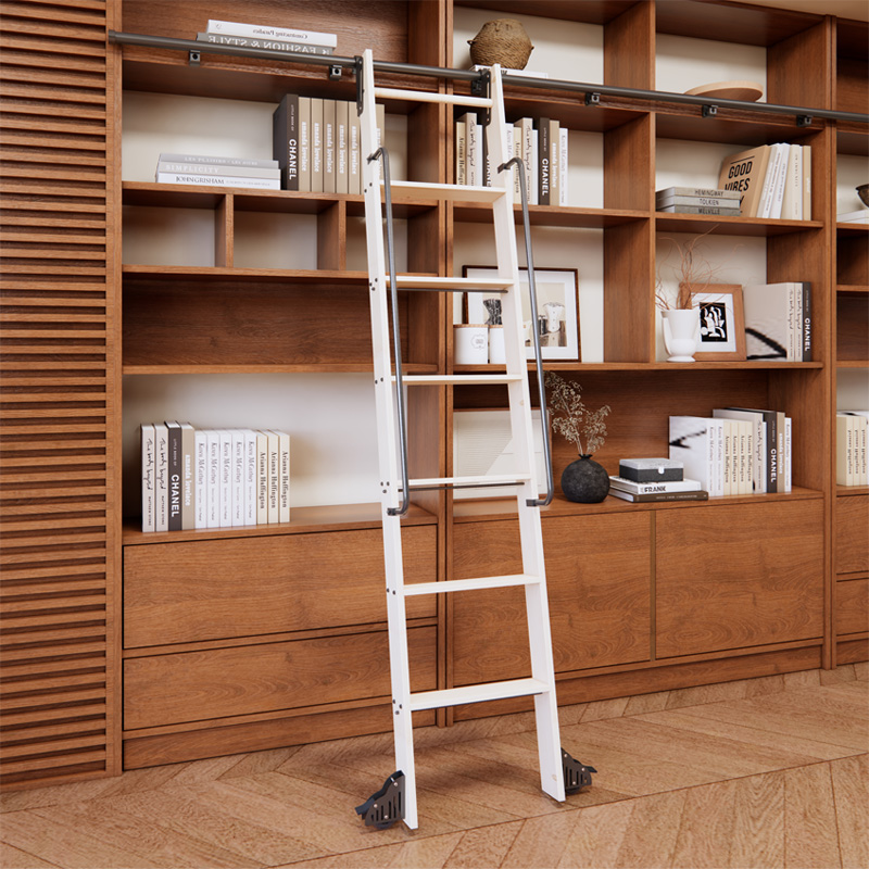 Woodworking Lofts - Perangkat Keras Tangga Perpustakaan Bergulir 10