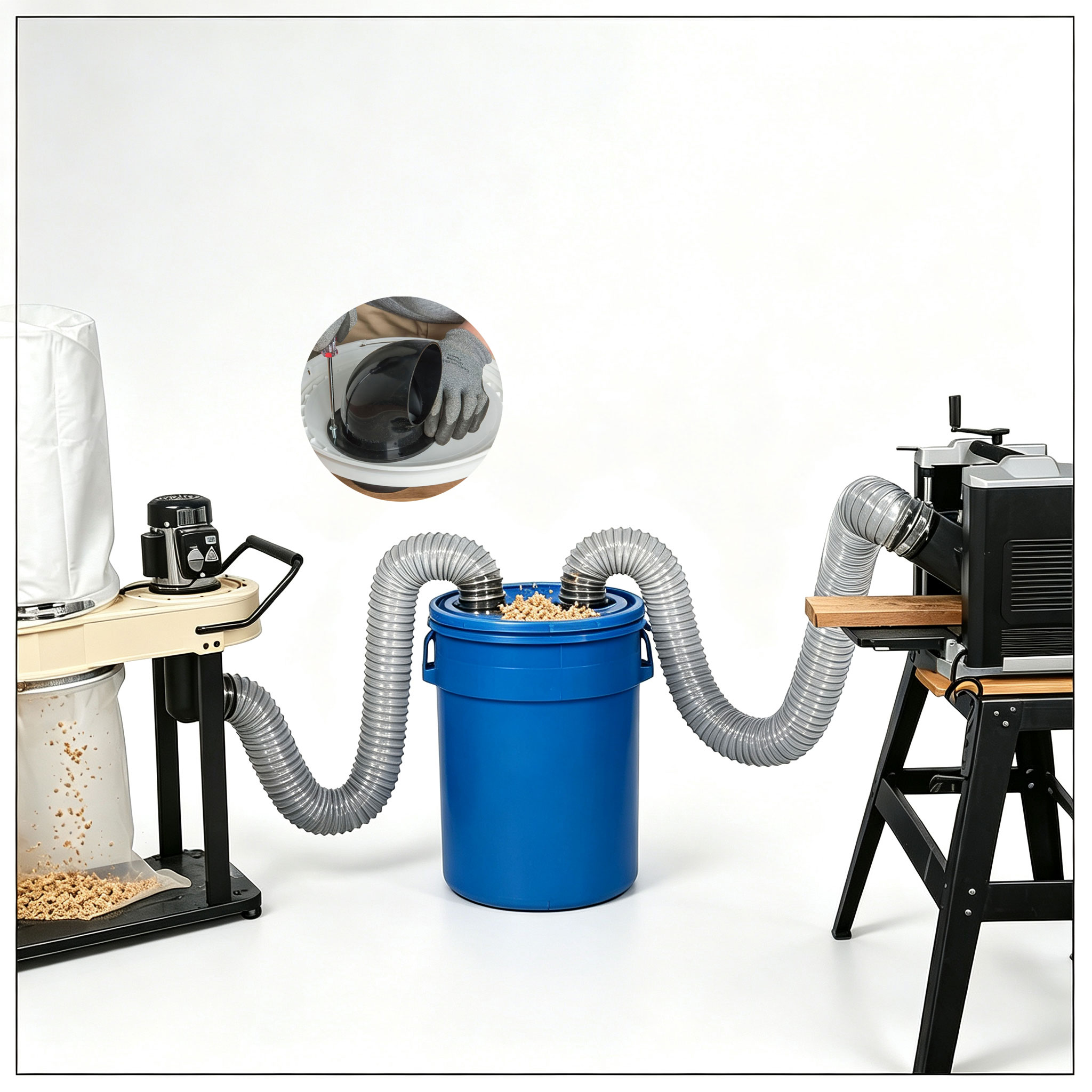Vacuum Cleaner Woodworking - Adaptor Siku Flens Kolektor Debu Siklon