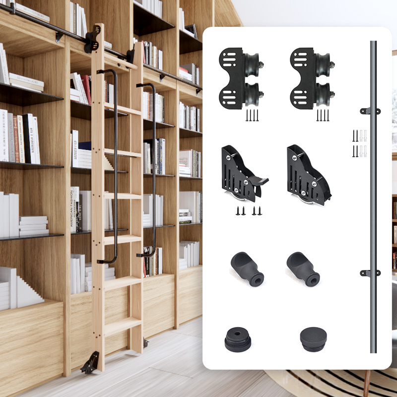 Woodworking Lofts - Perangkat Keras Tangga Perpustakaan Bergulir 10