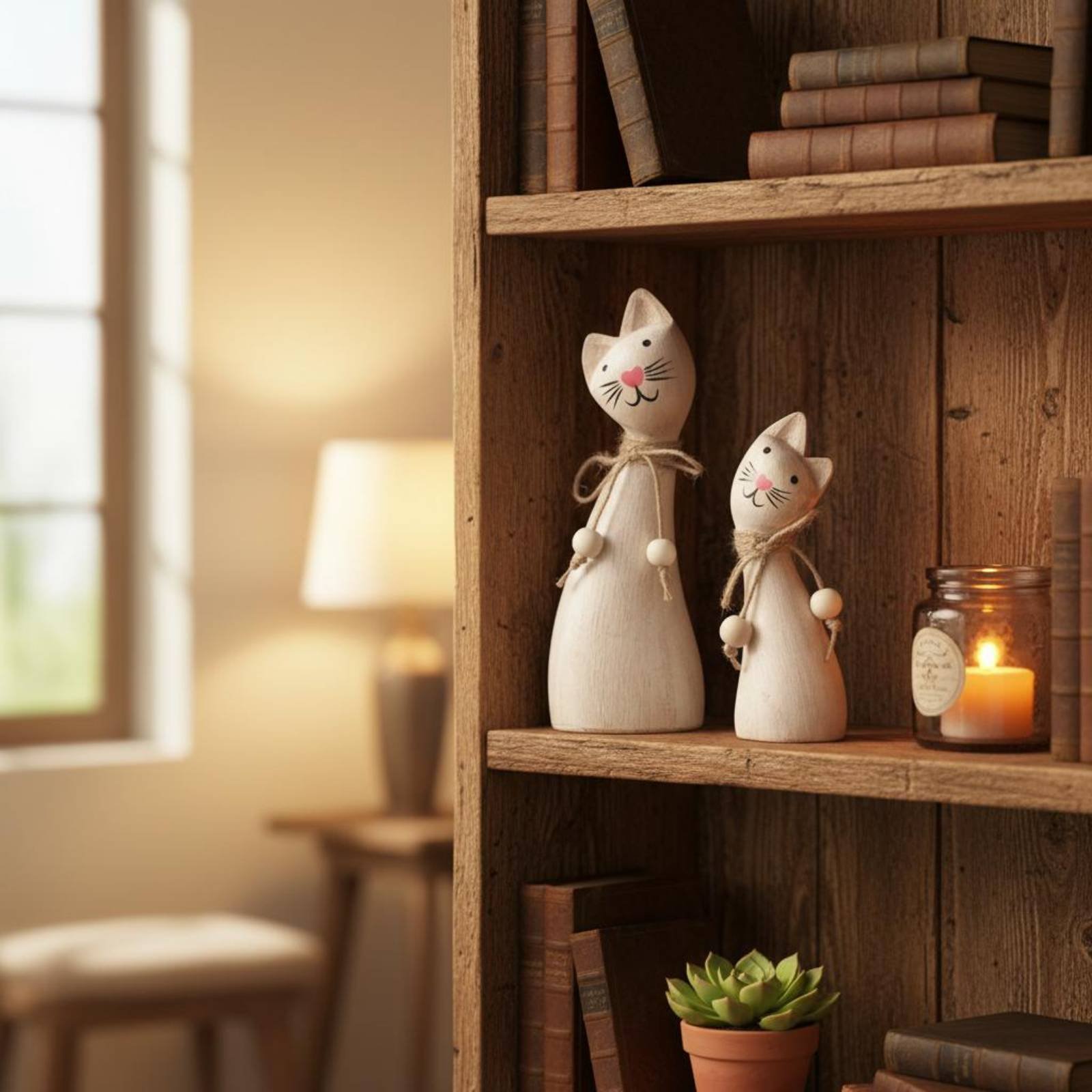 2 Buah Patung Kucing Pasangan, - Woodworking Artisans ulasan dan harga