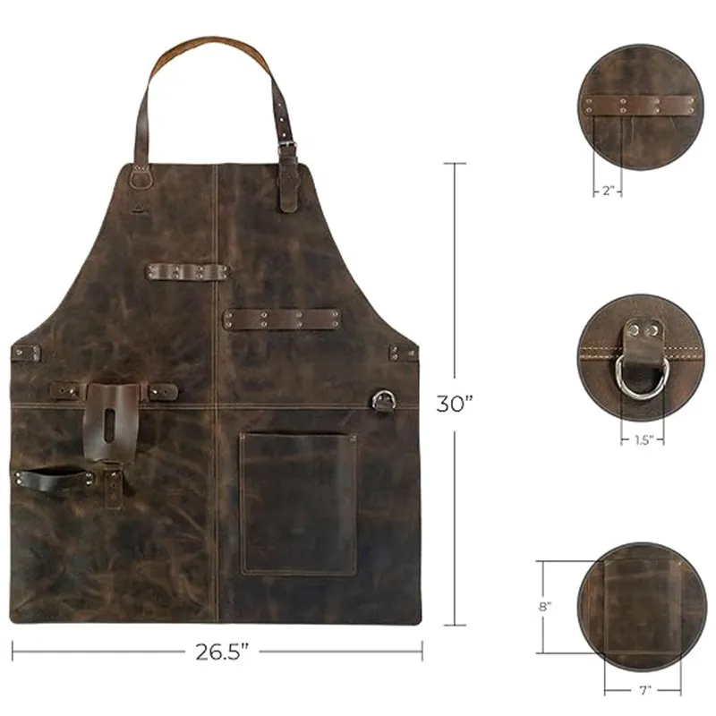 Apron Kulit PU Retro Unisex un - Woodworking Artisans ulasan dan harga
